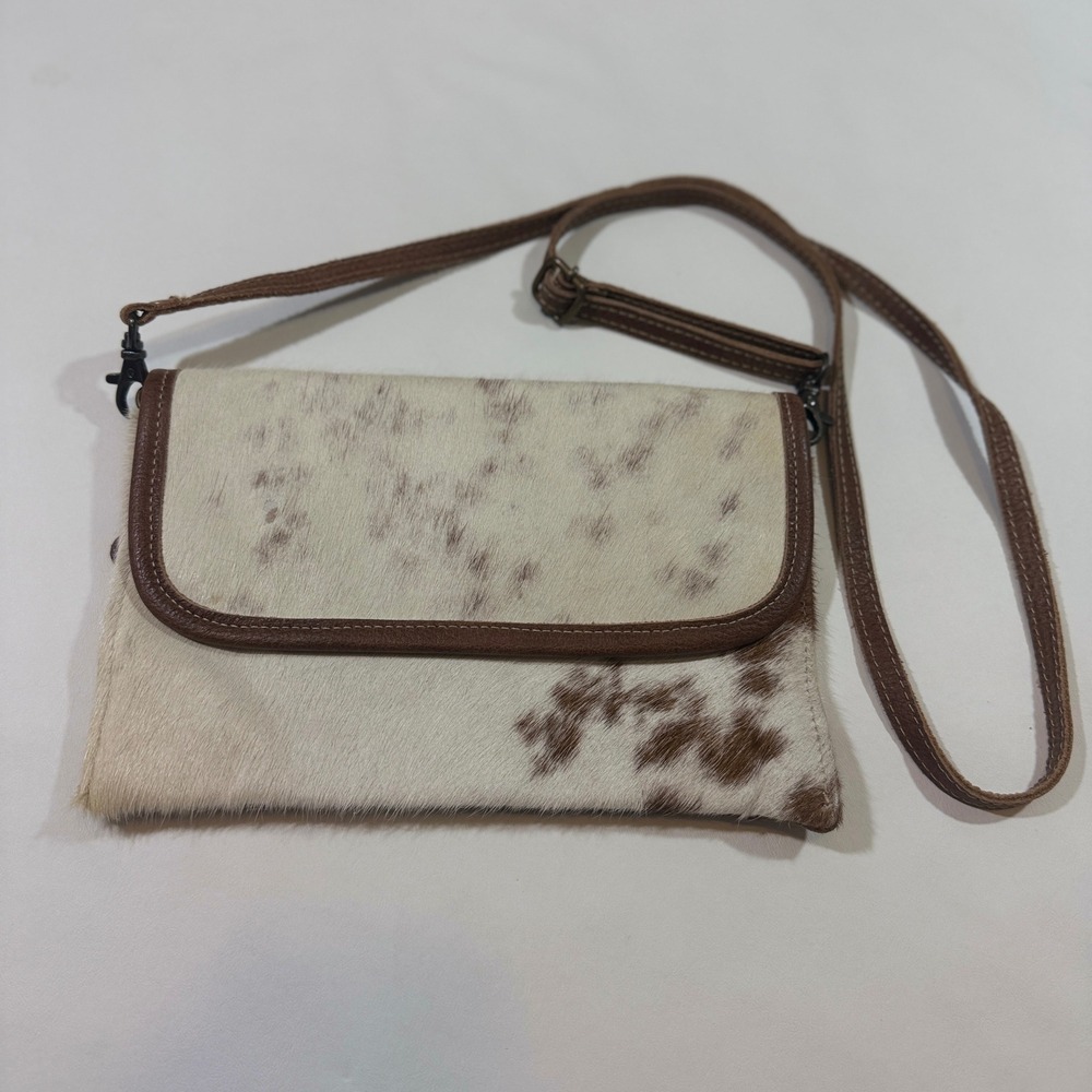 Myra Bag Crossbody Bag Womens Small Brown Cream Hair-on-Hide Leather Western
